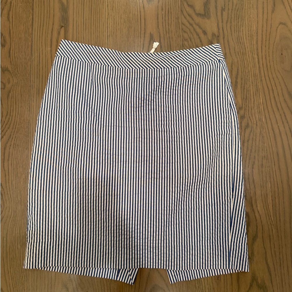 J. Crew Navy and White Striped Mini Skirt